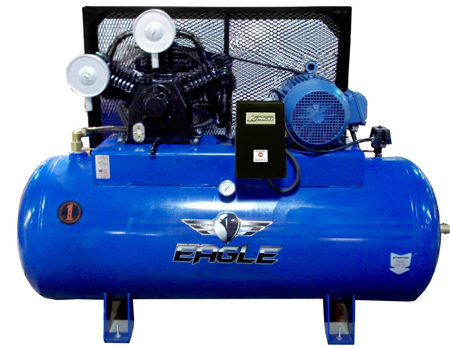 101120H2-MS208 Eagle 10HP Horizontal Single Phase Power 36CFM @ 100psi w/Mag Starter (200psi max) Two stage