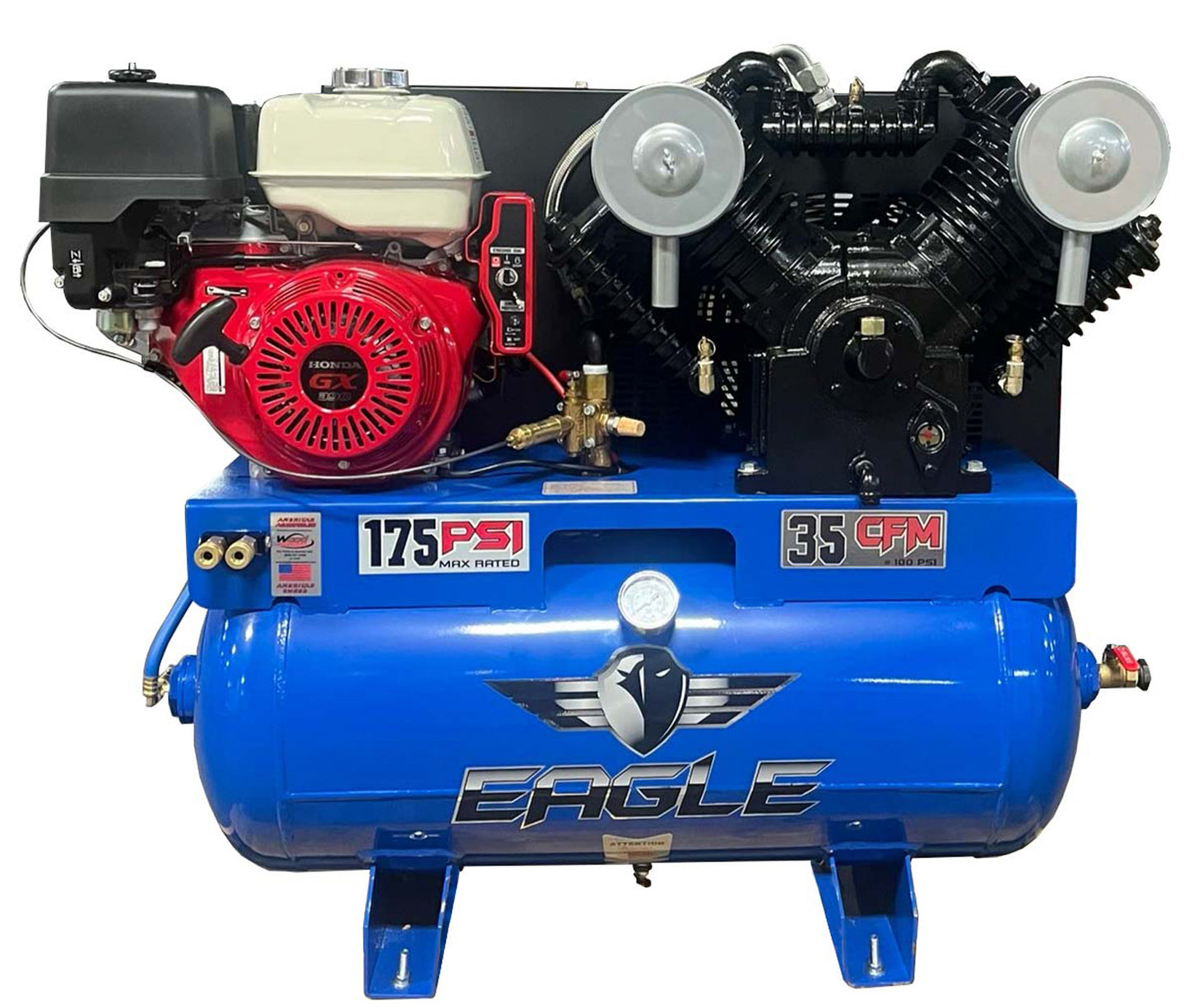 13G30TRKE-V4 Eagle 13 HP Honda Electric Start 35 CFM @ 100 psi ( 175 psi max ) Two Stage "4" Cylinder Pump