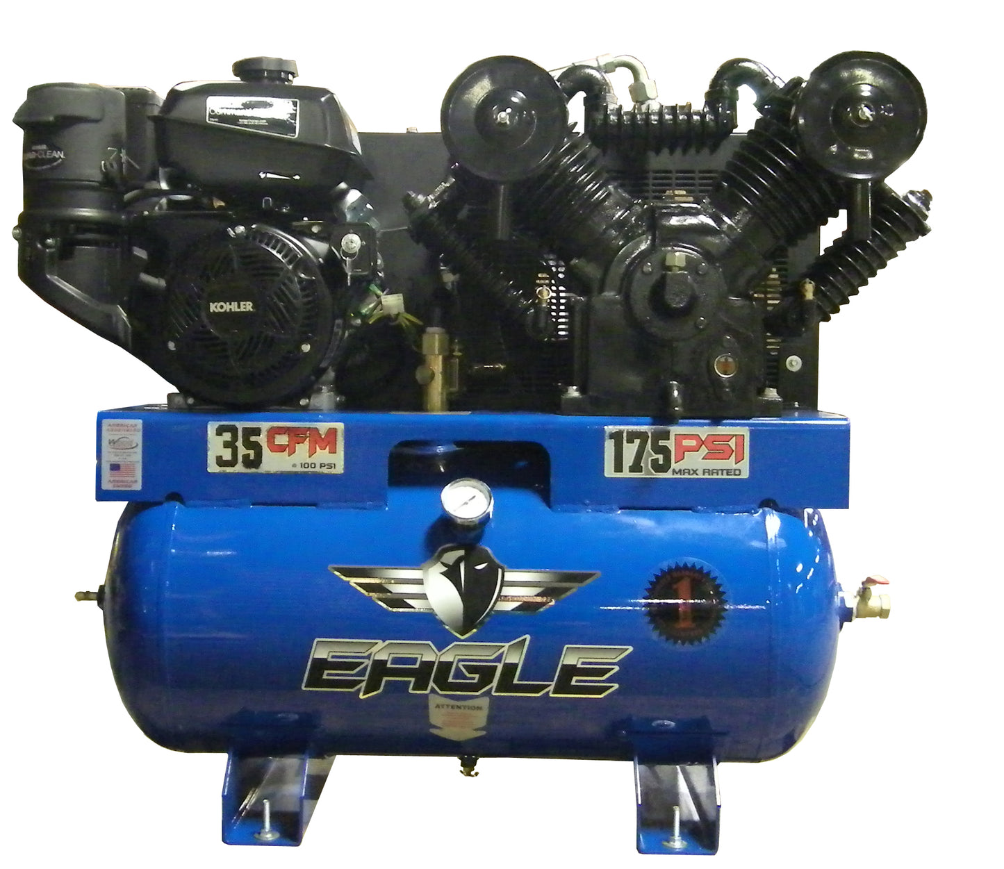 14G30TRKE-V4-KP Eagle 14 HP Kohler Electric Start 35 CFM @ 100 psi ( 175 psi max ) Two Stage "4" Cylinder Pump