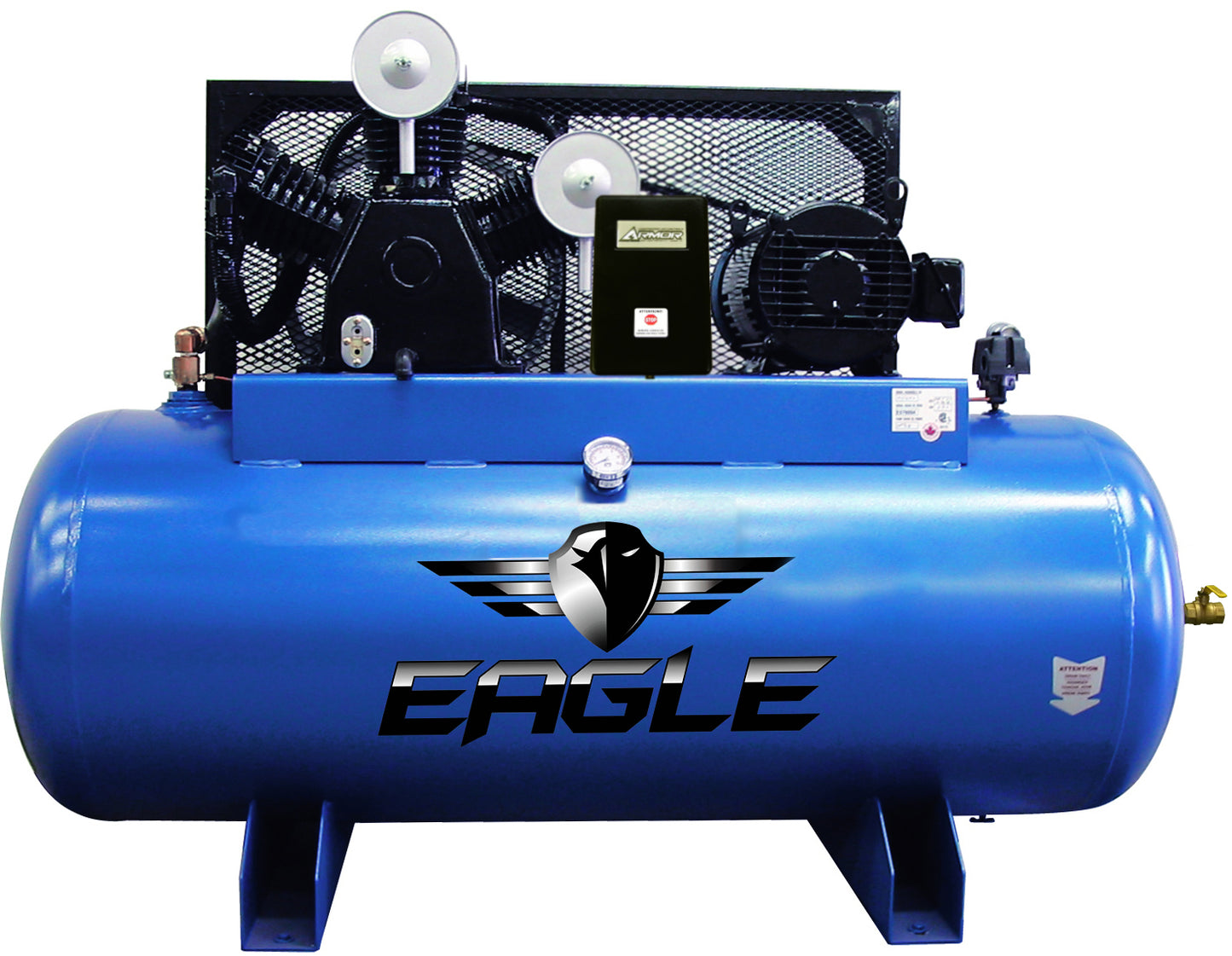 155120H2-CS575 Eagle 15HP Horizontal 3 Phase Power 45 CFM @ 100psi w/Combo Switch (200psi max) 575 volt Two Stage