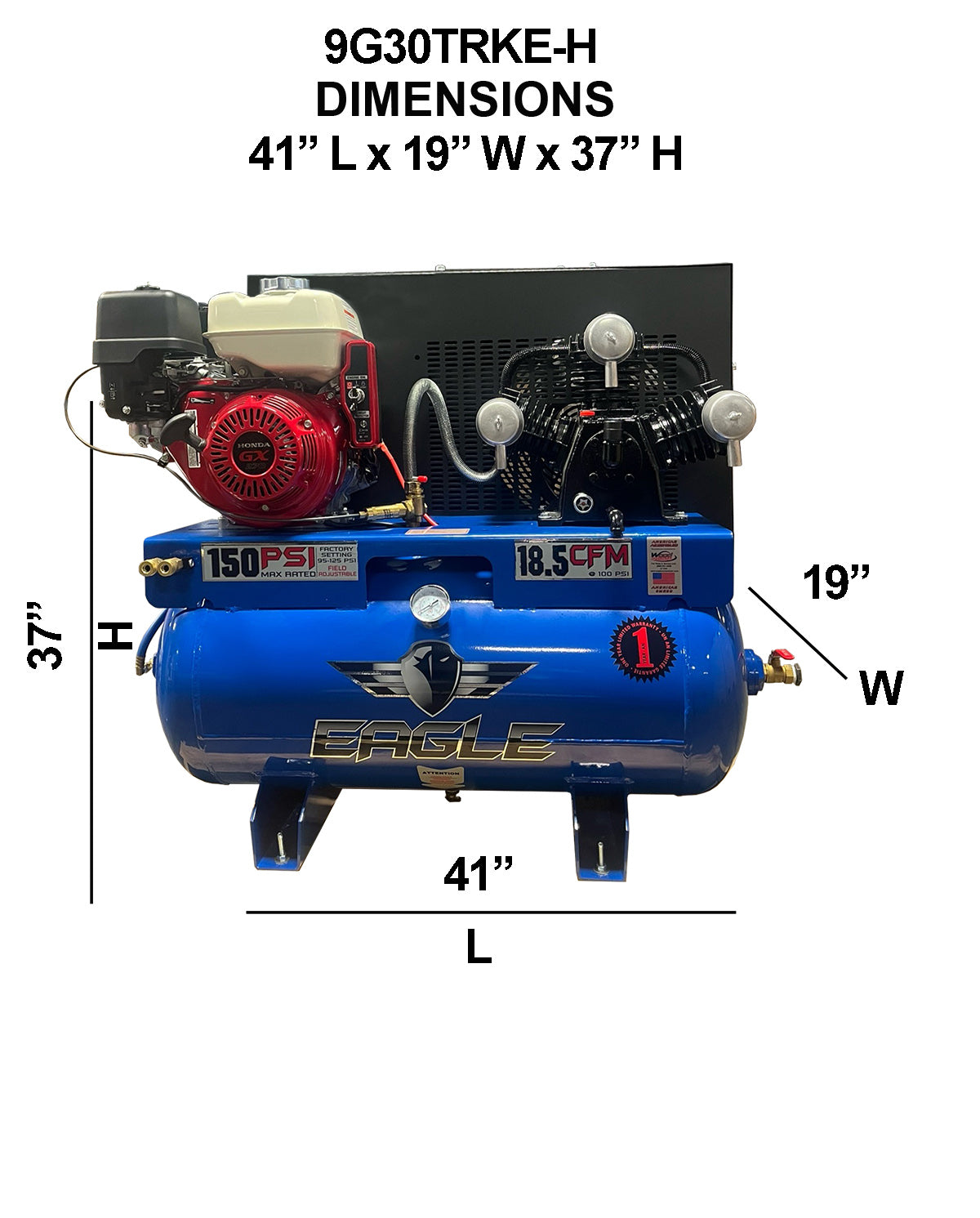 9G30TRKE-H Eagle 9 HP Honda Electric Start 18.5CFM @ 100psi (150psi max)