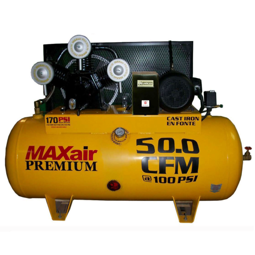 C101120H1-MS208-MAPMAXair 10HP Horizontal Single Phase Power 50 CFM @ 100psi w/Mag Starter (170psi max) 208 volt