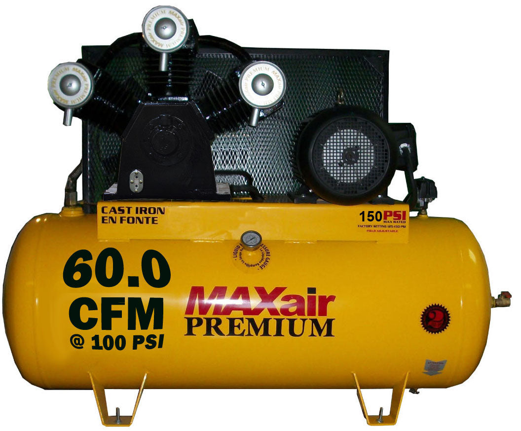 C153120H1-CS460-MAP MAXair 15HP Horizontal 3 Phase Power 60 CFM @ 100psi w/Combo Switch (150psi max) 460 volt