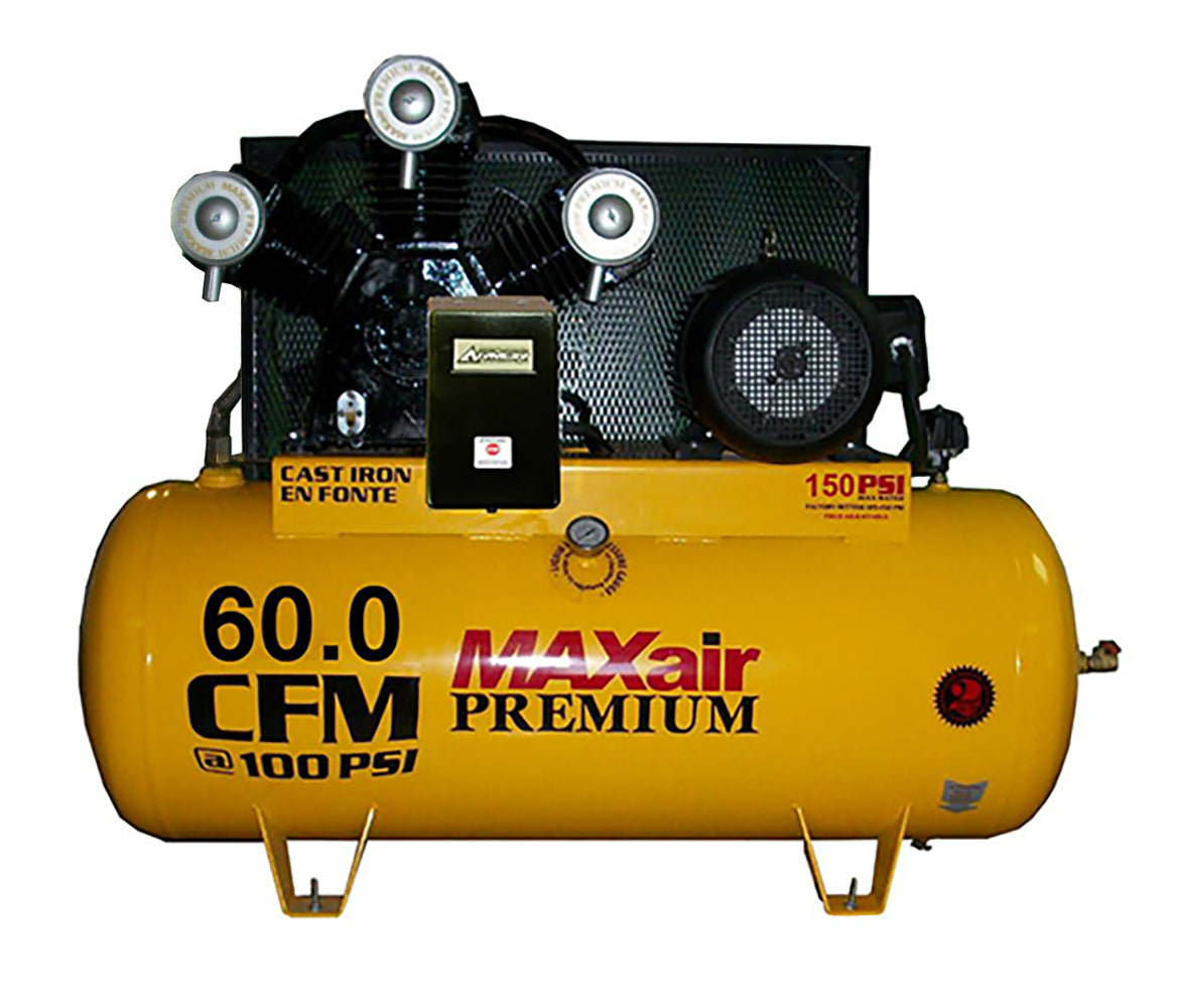 C153120H1-MS208-MAP MAXair 15HP Horizontal 3 Phase Power 60 CFM @ 100psi w/Mag Starter (150psi max) 208 volt
