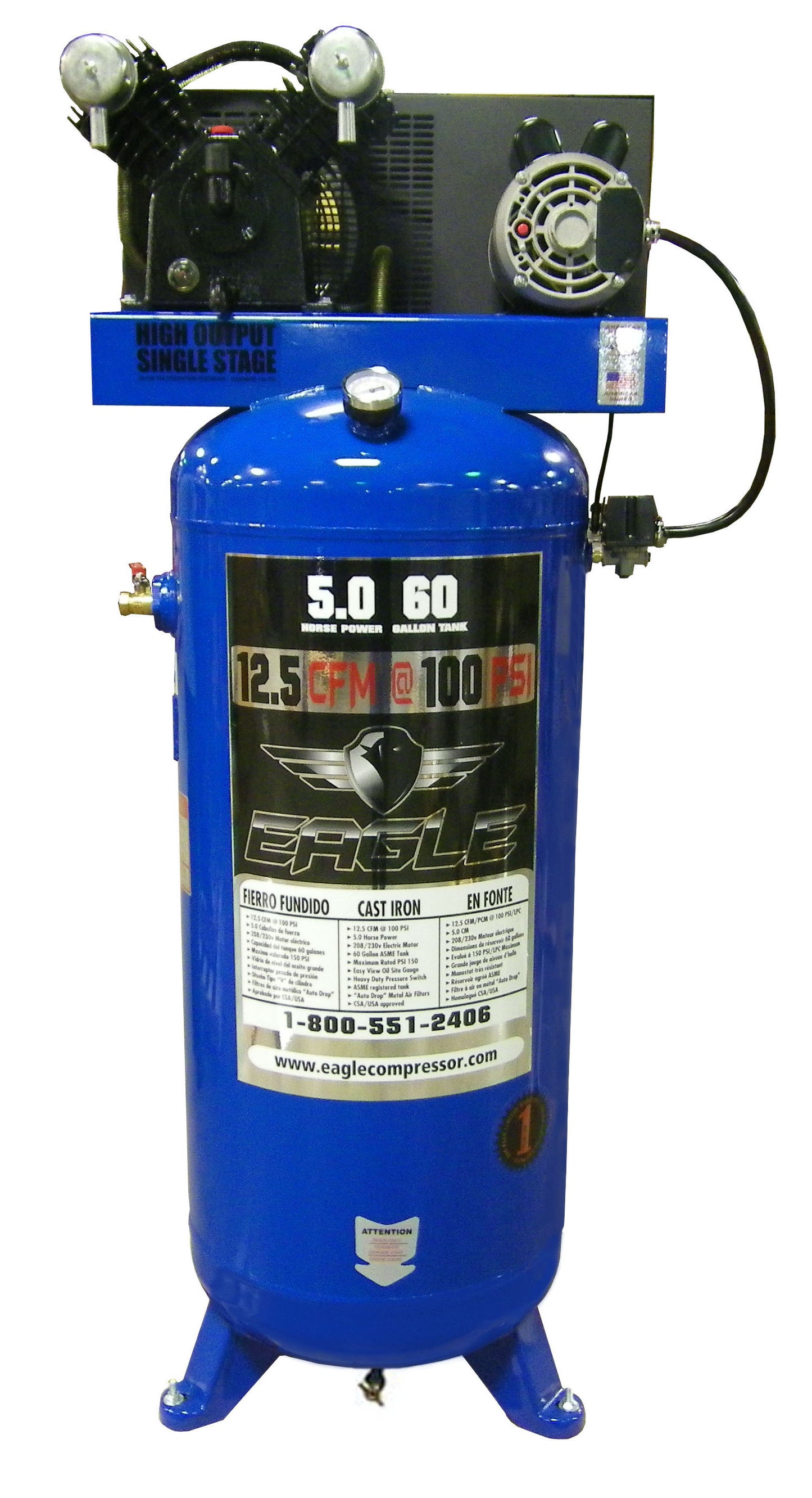 C4160V1 Eagle 5 HP Upright 12.5CFM @ 100psi (150psi max)