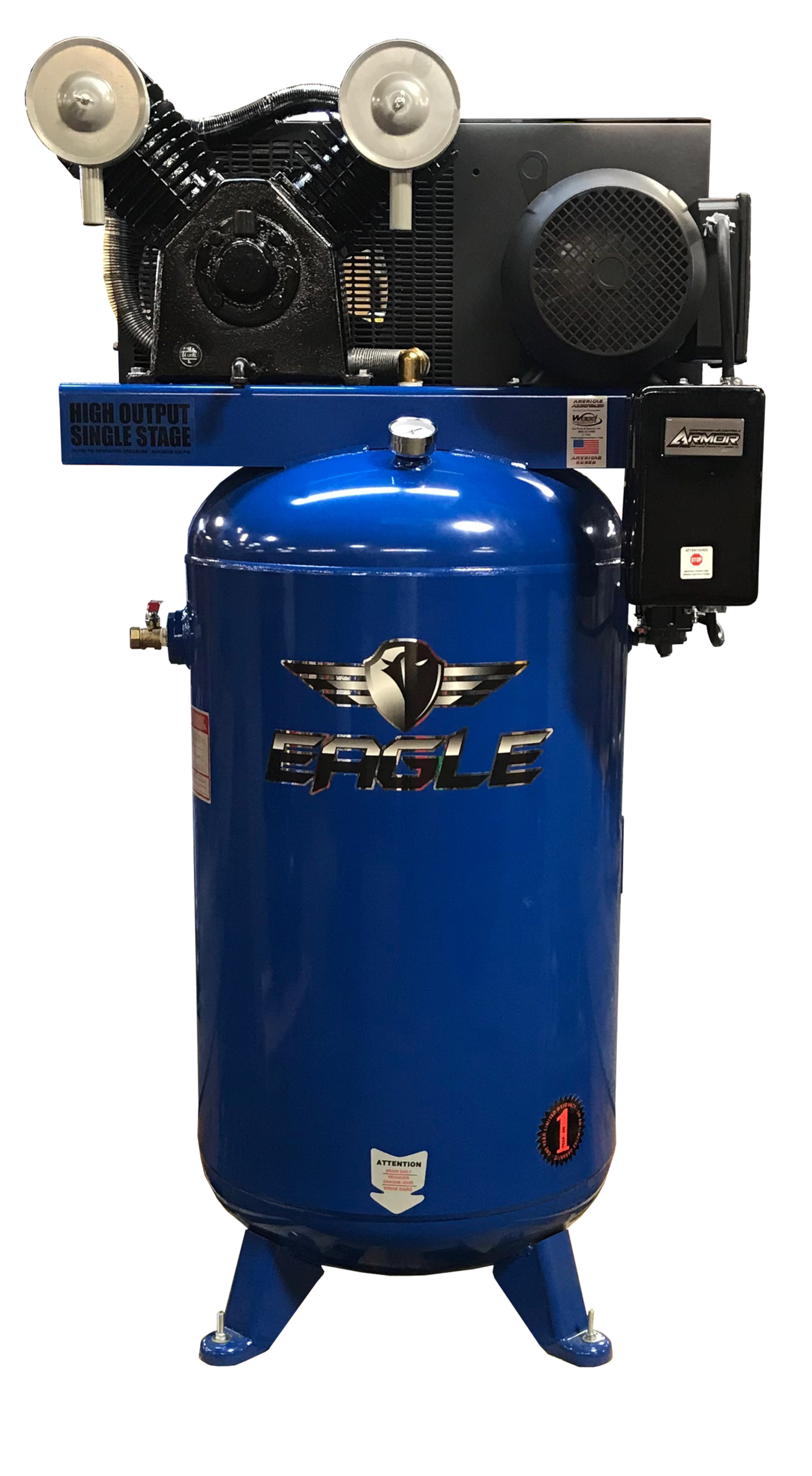 C7180V1-MS Eagle 7.5HP Upright 30CFM @100psi w/ Mag Starter (150psi max)