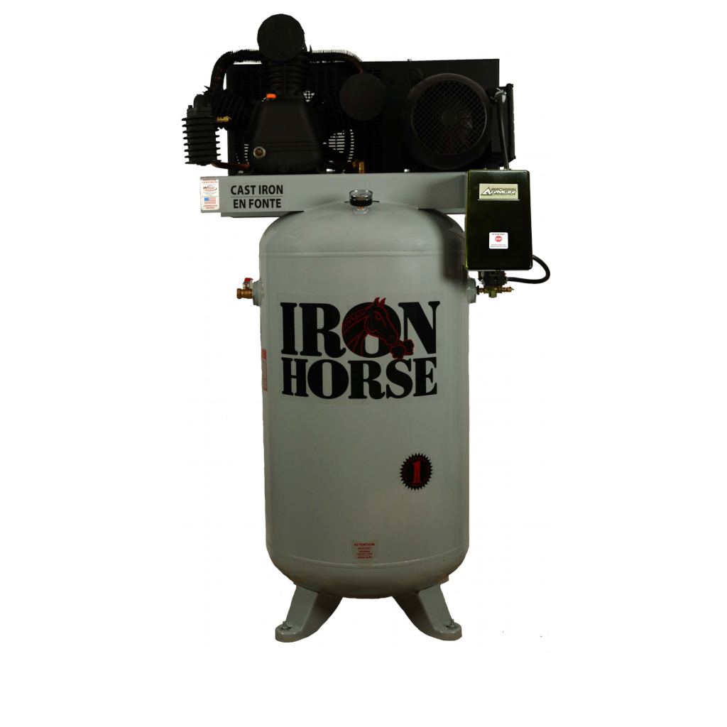 IHD7180V2-MS Iron Horse 7.5 HP Upright 22 CFM @ 90psi (175psi max) W/MAG Starter Two Stage (208/230V 1-Phase)