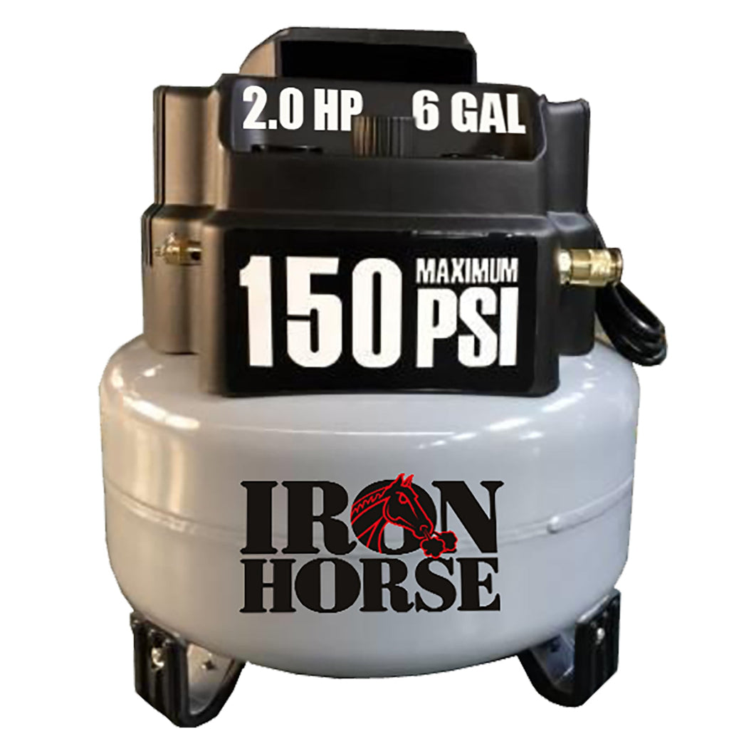 IHP206OF Iron Horse 1.5 HP Running 2.5 CFM @ 90 psi Pancake ( 150 psi max ) Oil Free