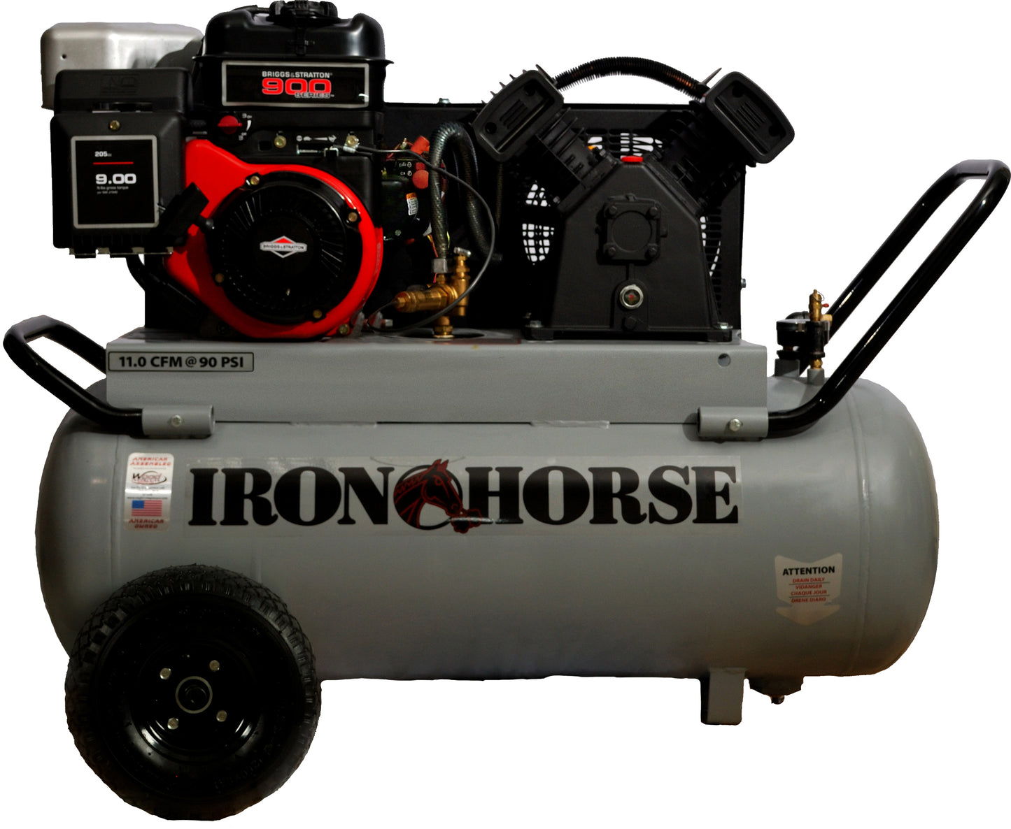 IHP60GE25H1-BS Iron Horse 6 HP B&S Portable Hor. 11 CFM @ 90psi (150 psi max) Electric Start