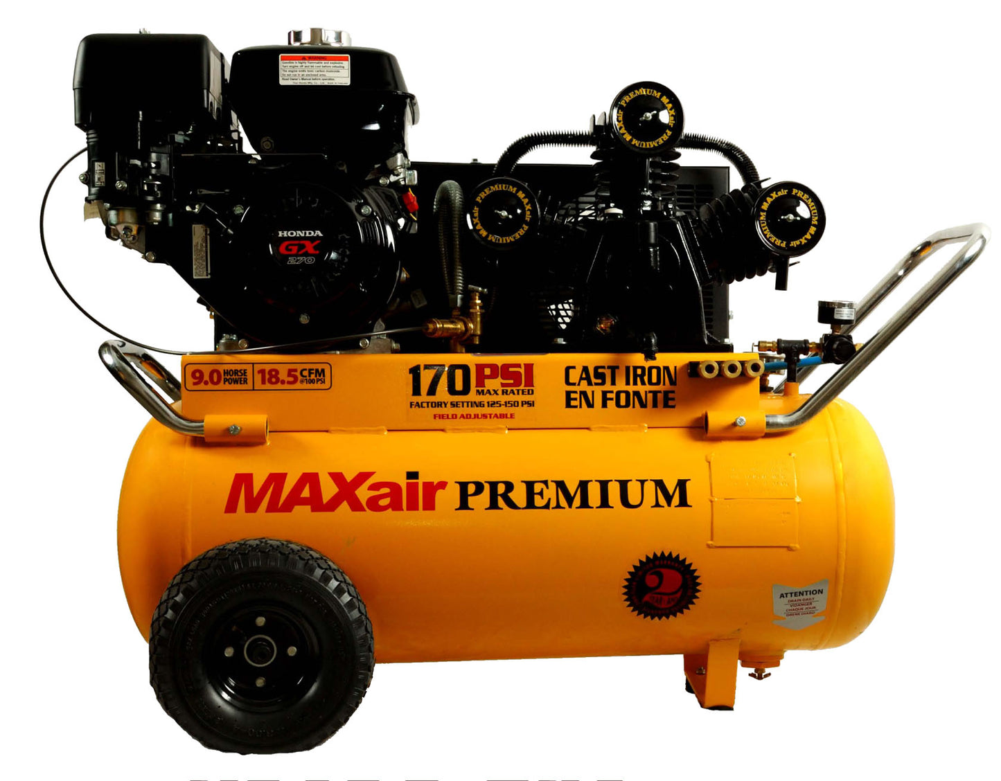 P90GE25H1 -MAP MAXair 9HP Honda Electric Start Portable Horizontal 22 CFM @ 100psi (170psi max )
