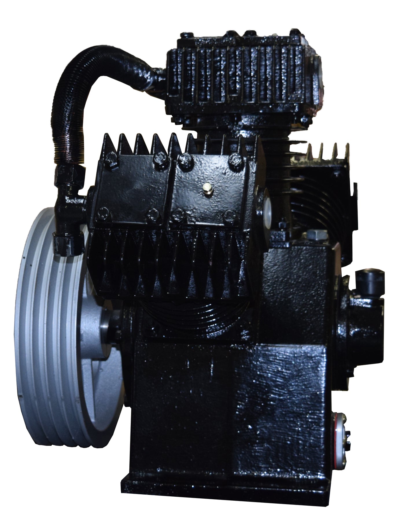 PT15 - 3 CYLINDER V-STYLE CAST IRON COMPRESSOR PUMP COMPATIBLE WITH MOST 15 HP & 20 HP MOTORS FOR 120 GALLON COMPRESSORS, SINGLE STAGE 150 PSI MAX PRESSURE, APPROXIMATELY 60 to 70 CFM