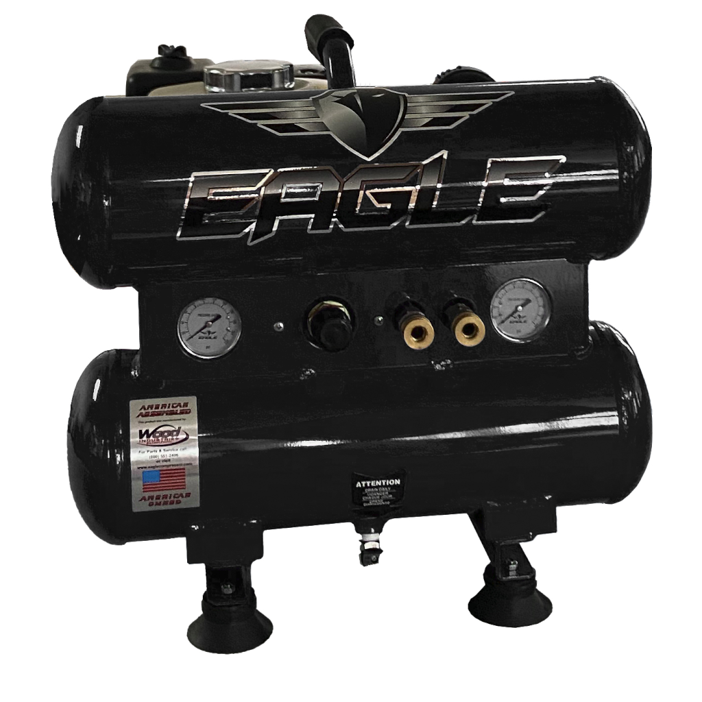 TS40G Eagle 4HP Honda (GX120) Twin Stack Hand Carry 7.4 CFM @ 100psi (150psi max)