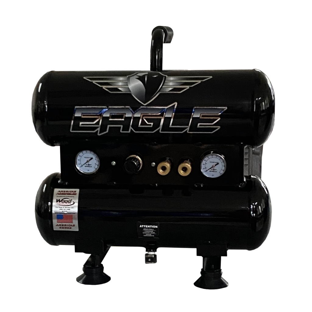 TS45G Eagle 4.5HP Kohler (RH model) Twin Stack Hand Carry 7.4 CFM @ 100psi (150psi max)
