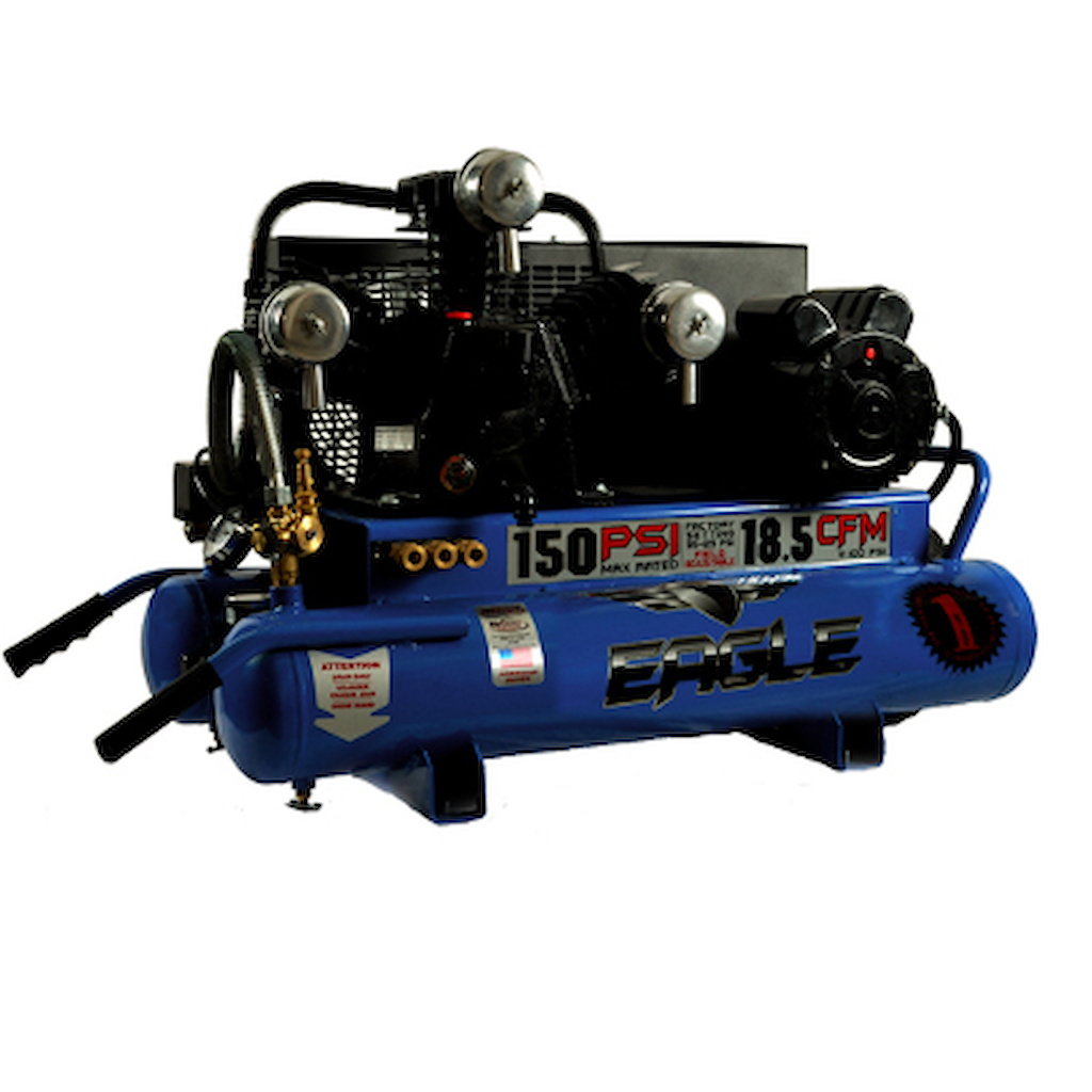 TT518E Eagle 5 HP Twin Tank Wheelbarrow 220V 18.5 CFM @ 100psi (150psi max)