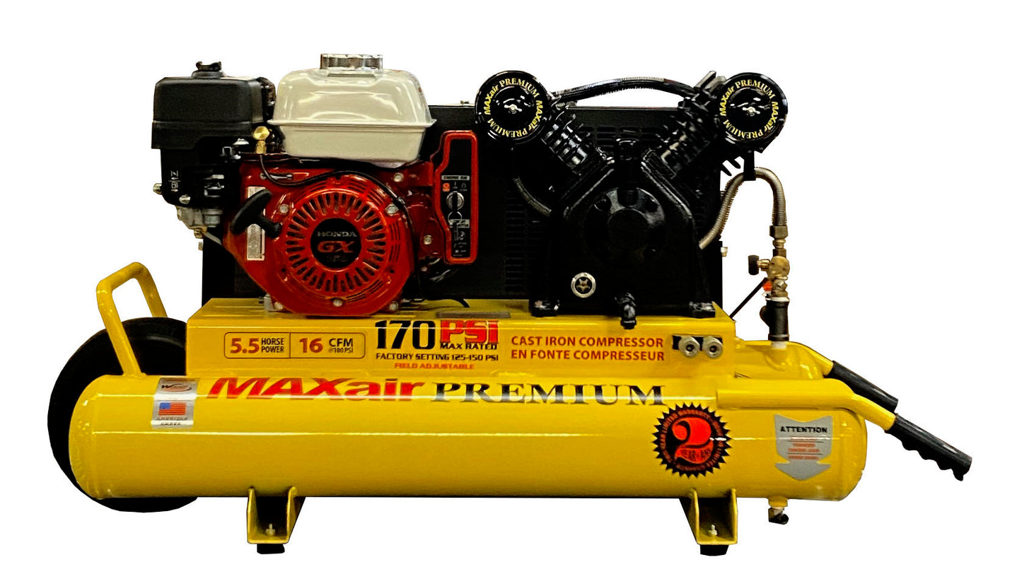 TT55GE-MAP MAXair 5.5HP Honda Electric Start Twin Tank Wheelbarrow 16.5 CFM @ 100psi ( 170psi max )