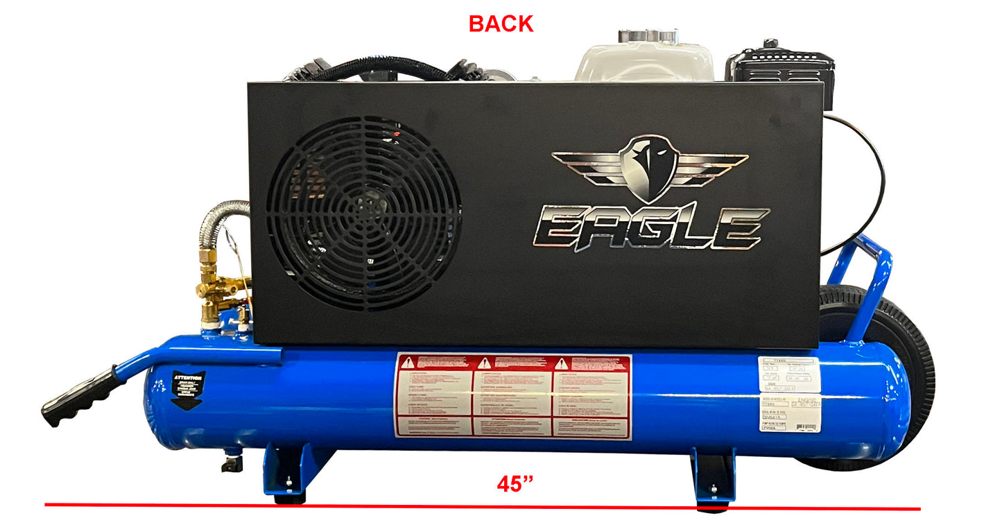 TT90GE Eagle 9HP Honda Electric Start Twin Tank Wheelbarrow 18.5CFM @ 100psi (150psi max)