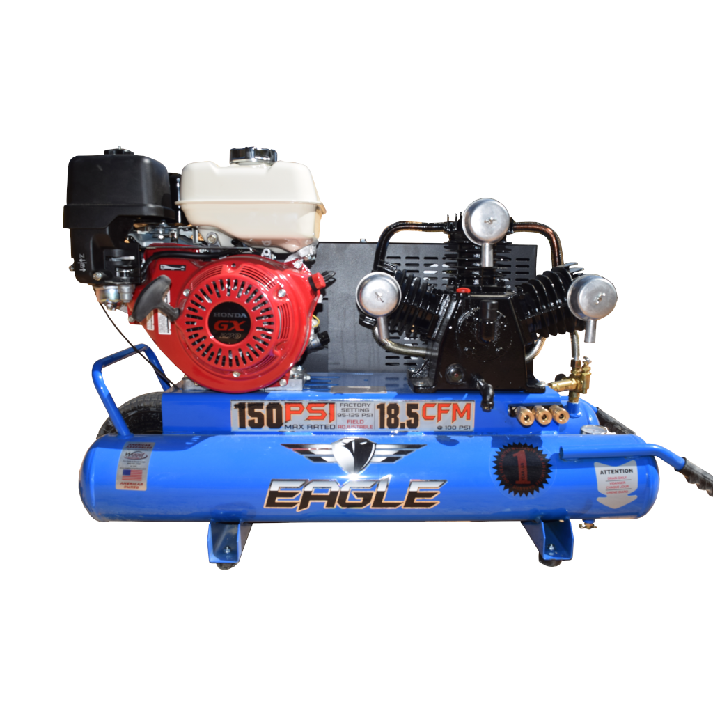 TT90G Eagle 9HP Honda Twin Tank Wheelbarrow 18.5CFM @ 100psi (150psi max)