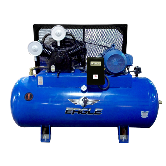101120H2-MS208 Eagle 10HP Horizontal Single Phase Power  36CFM @ 100psi w/Mag Starter (200psi max) Two stage