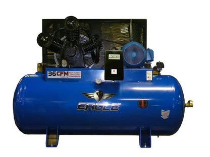 103120H2-MS230 Eagle 10HP Horizontal 3 Phase Power  36CFM @ 100psi  w/Mag Starter (200psi max) 460 volt Two Stage