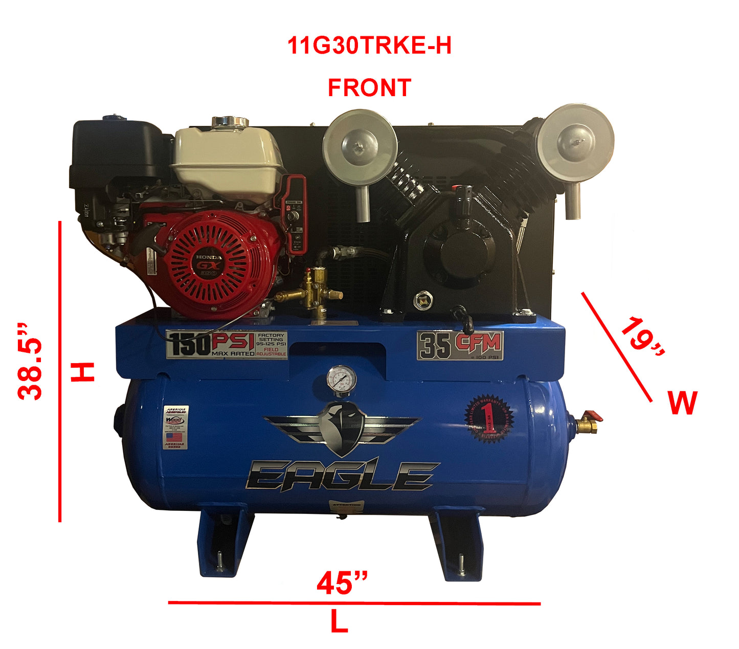 11G30TRKE-H Eagle 13 HP Honda Electric Start 35 CFM @ 100psi (170psi max)