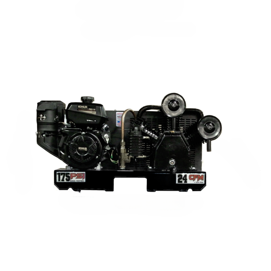 14GSKTRKE Eagle 14 HP Kohler Pro Electric Start 24CFM @ 100psi (175psi max) Two Stage     Skid Mount - No Tank