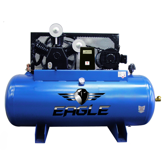 153120H2-MS208 Eagle 15HP Horizontal 3 Phase Power  45 CFM @ 100psi w/Mag Starter (200psi max) 208 volt Two Stage