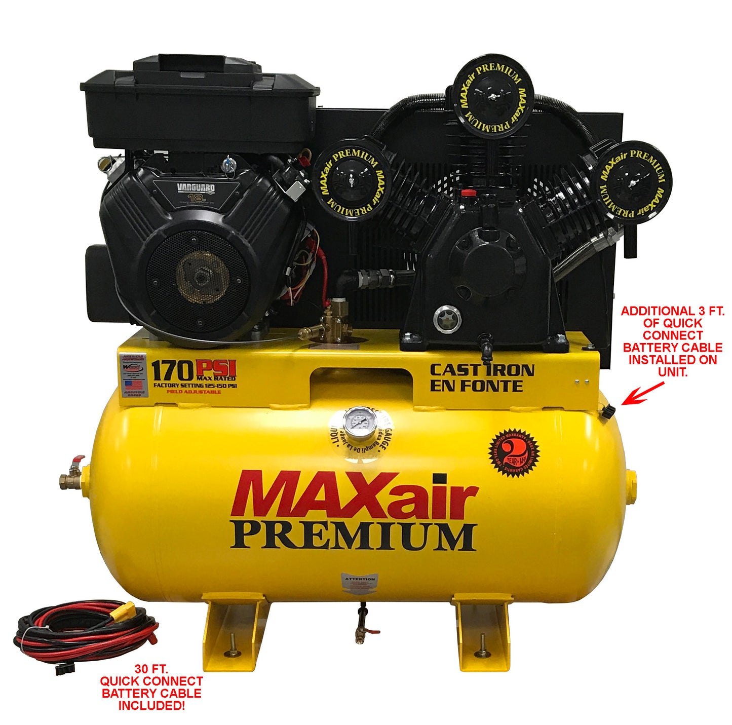 18G55TRKE-H-MAP MAXair 18-HP 55-Gallon Truck Mount Air Compressor w/ Electric Start Briggs & Stratton Engine
