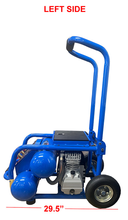TS3050L+ Eagle 3 HP Peak Twin Stack Oil Lube 6.5 CFM @ 90 psi  w/ Wheels, Storage Tool Box & Control Panel