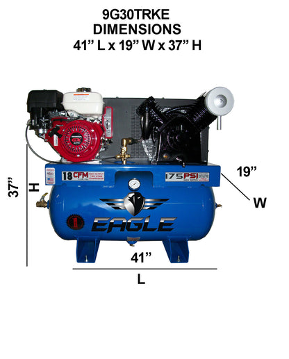 9G30TRKE Eagle 9 HP Honda Electric Start 18CFM @ 100psi (175psi max )