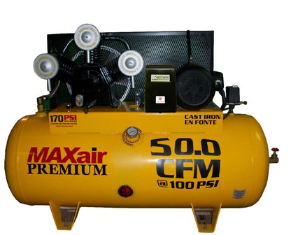 C101120H1-MS208-MAPMAXair 10HP Horizontal Single Phase Power 50 CFM @ 100psi w/Mag Starter (170psi max) 208 volt