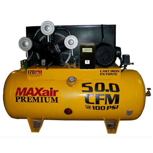 C101120H1-MS208-MAPMAXair 10HP Horizontal Single Phase Power 50 CFM @ 100psi w/Mag Starter (170psi max) 208 volt