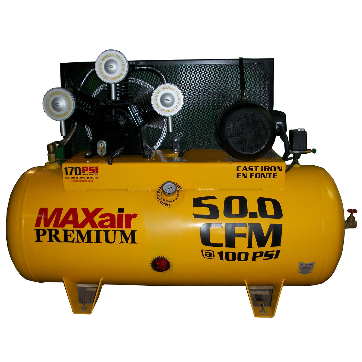 C105120H1-CS575-MAP MAXair 10HP Horizontal 3 Phase Power 50 CFM@ 100psi w/Combo Switch (170psi max) 575 volt