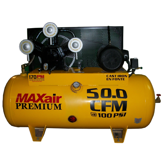 C105120H1-CS575-MAP MAXair 10HP Horizontal 3 Phase Power 50 CFM@ 100psi w/Combo Switch (170psi max) 575 volt