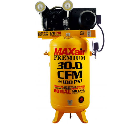 C7380V1-CS2-MAP MAXair 7.5HP Upright 30CFM @ 100psi w/Combo Switch  (170psi max) w/ 3 Phase Power 208/230 volt