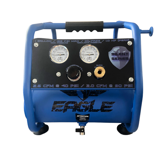 EA-3000 Eagle Silent Series 1-HP 2CFM @ 90 PSI 125 Max PSI 1-Gallon Hot Dog Air Compressor