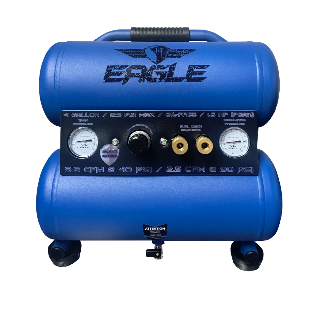 EA-4000 Eagle Silent Air Compressor 1 HP  2.5 CFM @ 100 PSI 4 Gallon  110 Volt