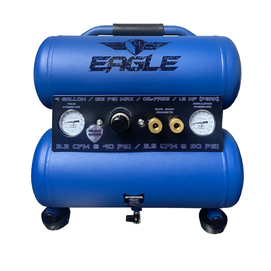 EA-4000 Eagle Silent Air Compressor 1 HP  2.5 CFM @ 100 PSI 4 Gallon  110 Volt