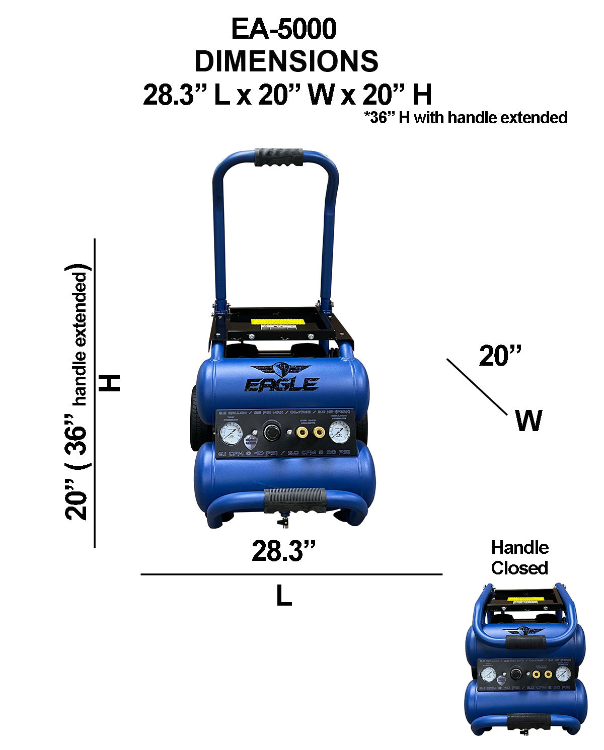 EA-5000 Eagle Silent Air Compressor 1.5 HP  5 CFM @ 100 PSI 5.5 Gallon  110 Volt