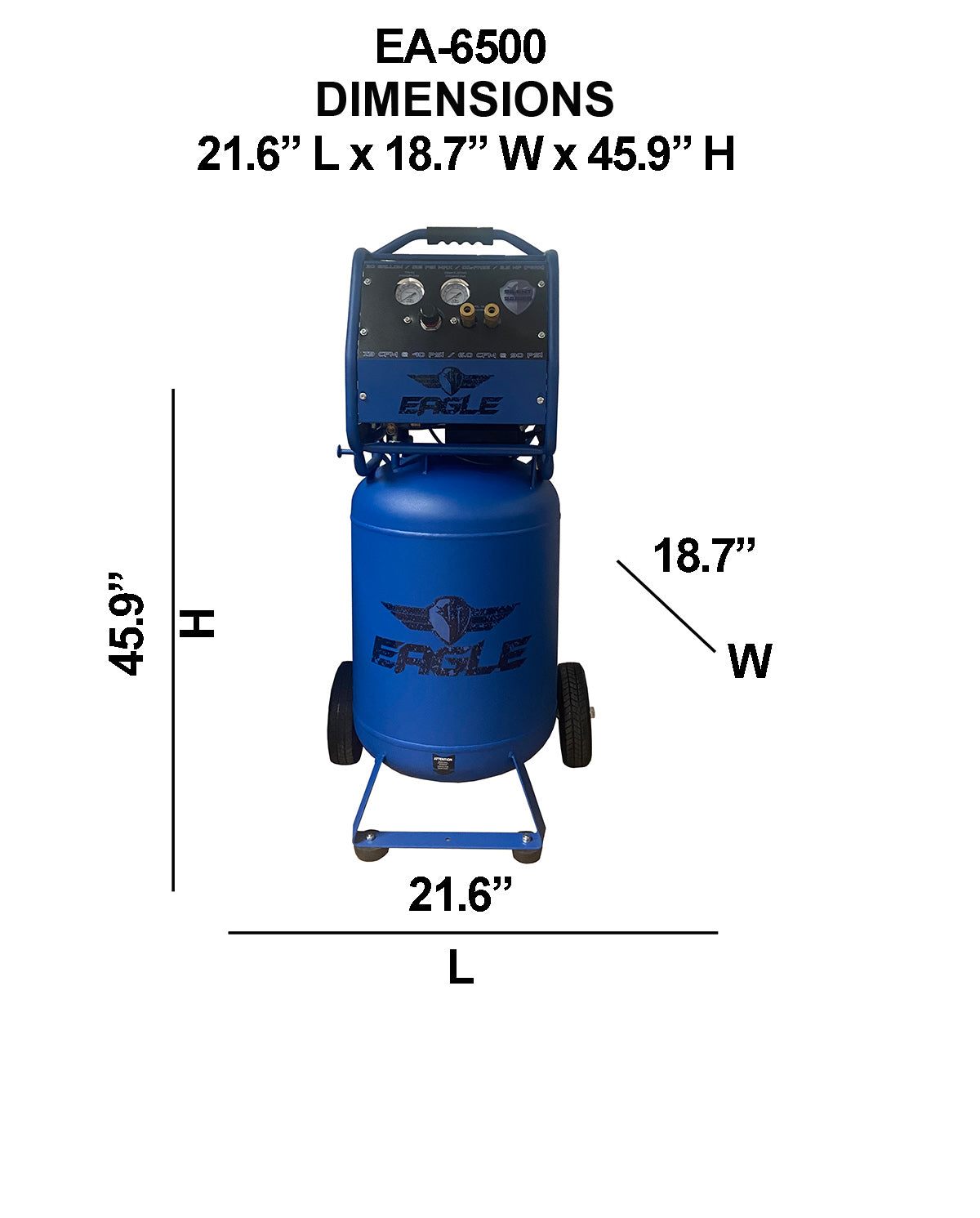 EA-6500 Eagle Silent Air Compressor 2.5 HP  6 CFM @ 100 PSI 20 Gallon 110 Volt