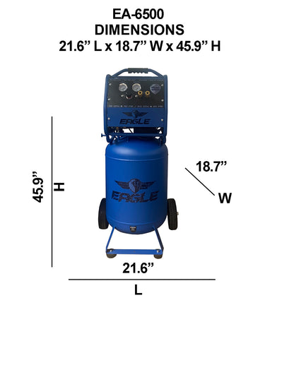 EA-6500 Eagle Silent Air Compressor 2.5 HP  6 CFM @ 100 PSI 20 Gallon 110 Volt