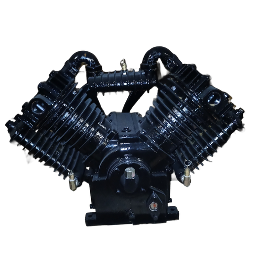 EAV-4 - 707 STYLE 4 CYLINDER V-TWIN CAST IRON COMPRESSOR PUMP w/INNER COOLER AND DUAL AFTER COOLERS, COMPATIBLE WITH  MOST 7.5 HP & 10 HP MOTORS FOR  80 & 120 GALLON COMPRESSORS