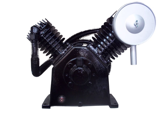 HPV05A - 2 CYLINDER V-TWIN CAST IRON COMPRESSOR PUMP COMPATIBLE WITH  MOST 5 HP &  7.5 HP  MOTORS FOR  80  GALLON COMPRESSORS or  (9 HP OR 11 HP  GAS ENGINE FOR TRUCK MOUNT STYLE  TO COMPRESSORS:) TWO STAGE 175 PSI MAX PRESSURE, APPROXIMATELY 18 to 22 CFM