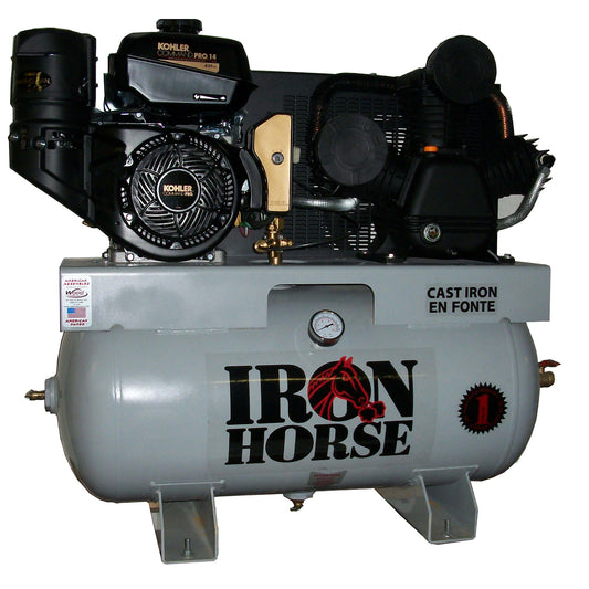 IH14G30TRKE Iron Horse 14 HP Kohler Electric Start   22 CFM @ 90 psi (175psi max)   Two Stage