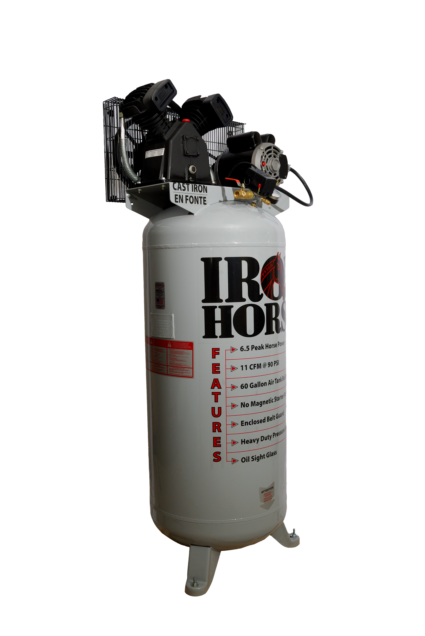IHD6160V1 Iron Horse 6.5 HP Upright 11.2CFM @ 90psi (150psi max)(208/230V 1-Phase)