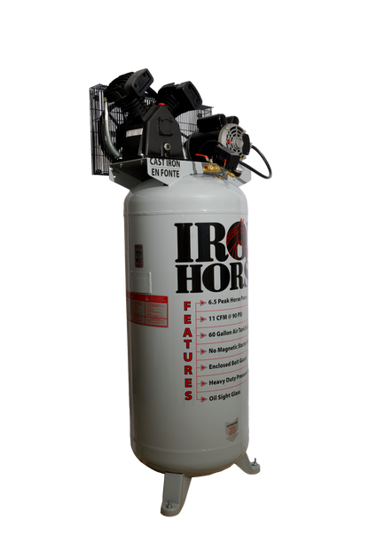 IHD6160V1 Iron Horse 6.5 HP Upright 11.2CFM @ 90psi (150psi max)(208/230V 1-Phase)