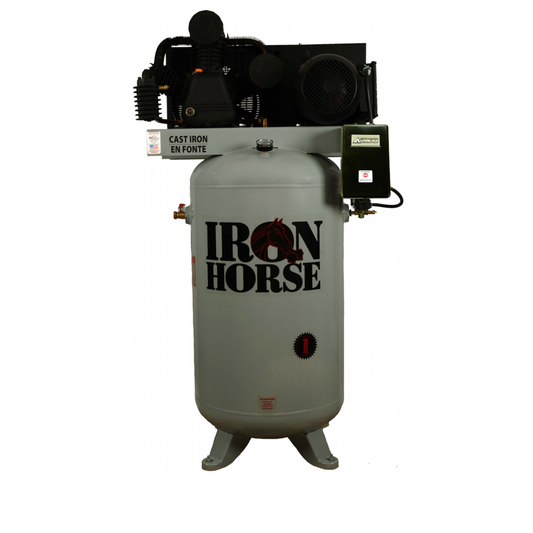 IHD7180V2-MS Iron Horse 7.5 HP Upright 22 CFM @ 90psi (175psi max) W/MAG Starter Two Stage (208/230V 1-Phase)