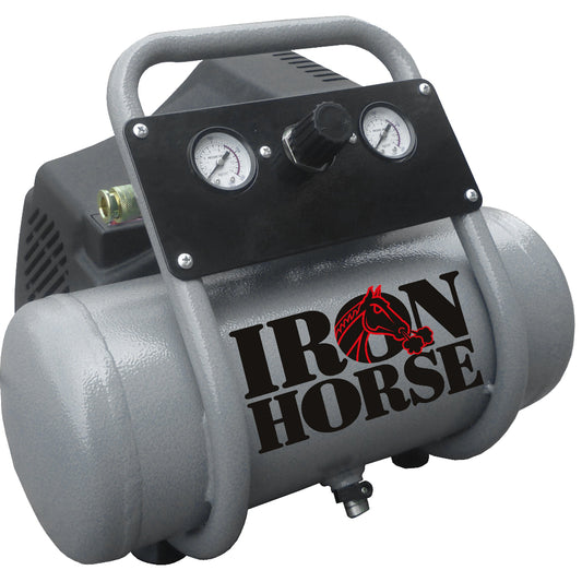 IHHD1020F-NK2 Iron Horse 1 HP Running 2.3 CFM @ 90 psi Hotdog w/ panel ( 125 psi max) Oil Free w/ 25 ft hose & 2" Brad Nailer / Stapler