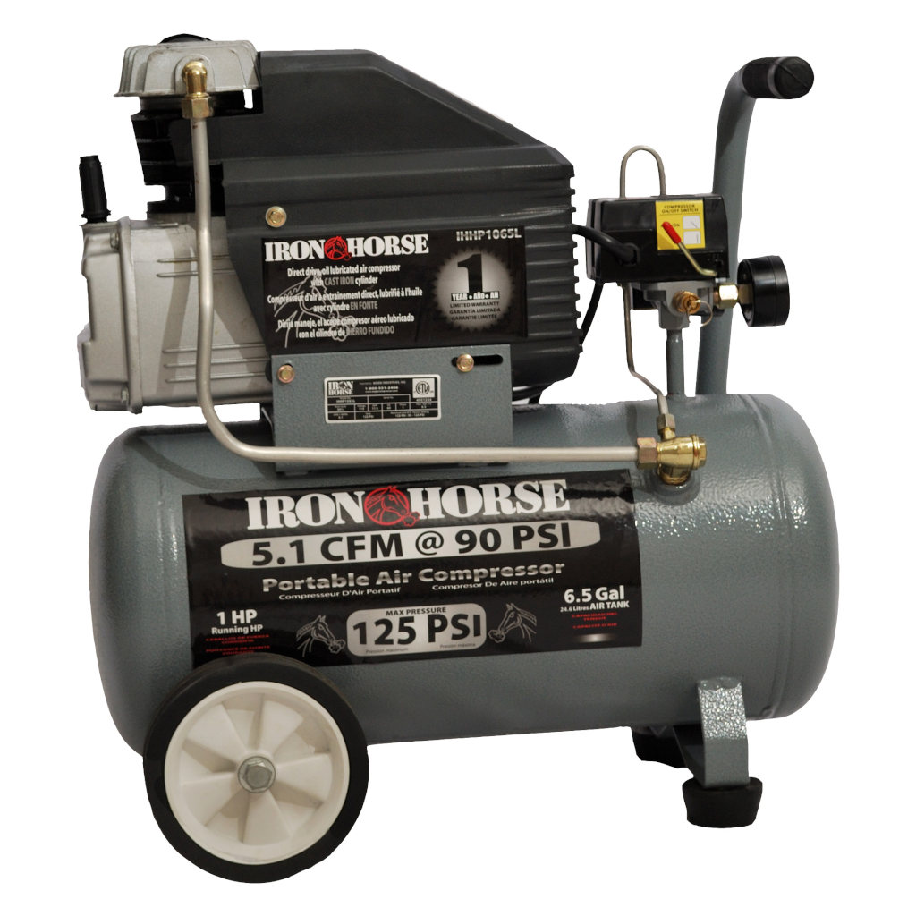 IHHP1065L Iron Horse 1 HP Running, 5.1CFM  @ 90psi Pull Style (125psi max)
