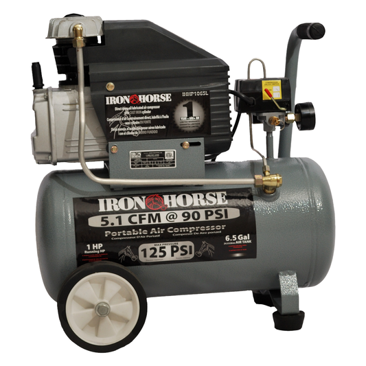 IHHP1065L Iron Horse 1 HP Running, 5.1CFM  @ 90psi Pull Style (125psi max)