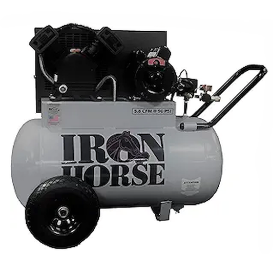 IHP5120H1-US Iron Horse 5 HP Portable Horizontal  5.6CFM @ 90psi Belt Drive (125psi max)
